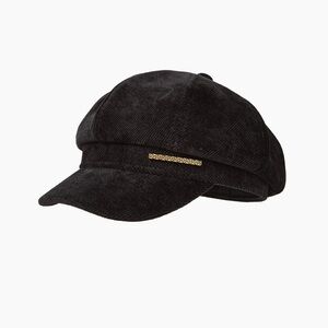 Solid Black Corduroy Hat with Gold Accent - Brand new hot item